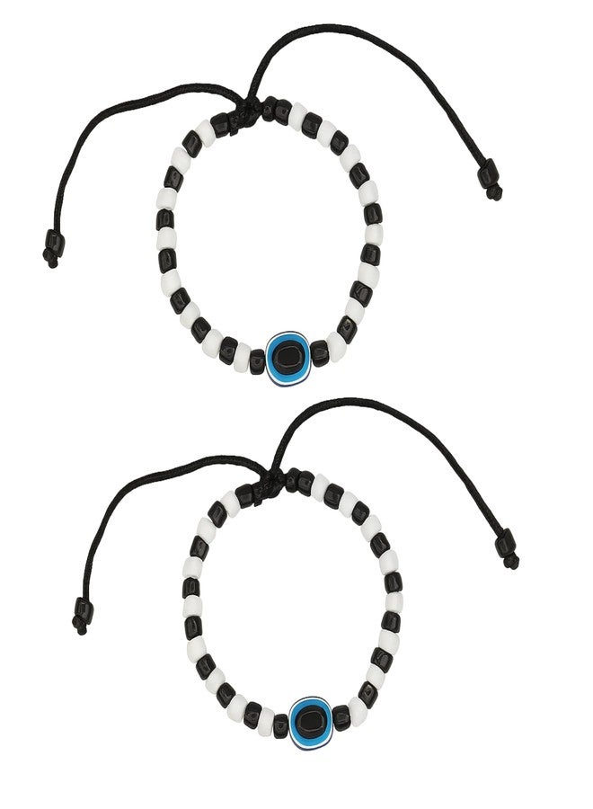 Kailash Creation Evil Eye Nazariya Bracelets for Baby Boys & Girls | Black & White Adjustable Thread Nazar Battu | Protective Cotton Bracelet for Kids (0-5 Years) - Image 1